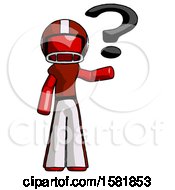 Poster, Art Print Of Red Football Player Man Holding Question Mark To Right