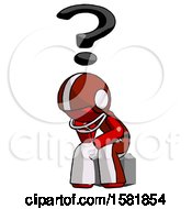 Poster, Art Print Of Red Football Player Man Thinker Question Mark Concept
