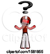 Poster, Art Print Of Red Football Player Man With Question Mark Above Head Confused