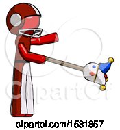 Poster, Art Print Of Red Football Player Man Holding Jesterstaff - I Dub Thee Foolish Concept