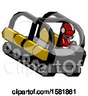 Poster, Art Print Of Red Football Player Man Driving Amphibious Tracked Vehicle Top Angle View