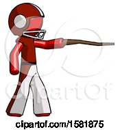 Poster, Art Print Of Red Football Player Man Pointing With Hiking Stick