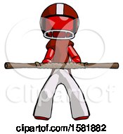 Poster, Art Print Of Red Football Player Man Bo Staff Kung Fu Defense Pose