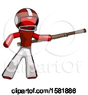 Poster, Art Print Of Red Football Player Man Bo Staff Pointing Right Kung Fu Pose