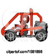 Poster, Art Print Of Red Football Player Man Riding Sports Buggy Side View