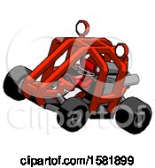 Poster, Art Print Of Red Football Player Man Riding Sports Buggy Side Top Angle View