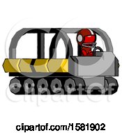 Poster, Art Print Of Red Football Player Man Driving Amphibious Tracked Vehicle Side Angle View