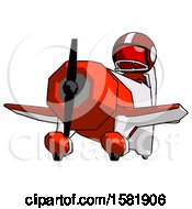 Poster, Art Print Of Red Football Player Man Flying In Geebee Stunt Plane Viewed From Below