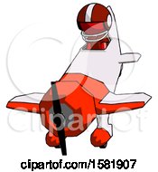 Poster, Art Print Of Red Football Player Man In Geebee Stunt Plane Descending Front Angle View