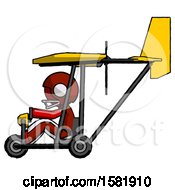 Poster, Art Print Of Red Football Player Man In Ultralight Aircraft Side View