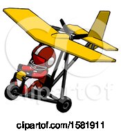 Poster, Art Print Of Red Football Player Man In Ultralight Aircraft Top Side View