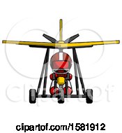 Poster, Art Print Of Red Football Player Man In Ultralight Aircraft Front View