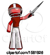 Poster, Art Print Of Red Football Player Man Holding Sword In The Air Victoriously