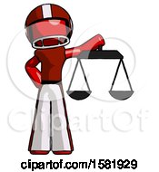 Poster, Art Print Of Red Football Player Man Holding Scales Of Justice