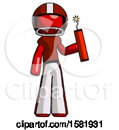 Poster, Art Print Of Red Football Player Man Holding Dynamite With Fuse Lit