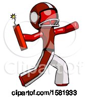Poster, Art Print Of Red Football Player Man Throwing Dynamite