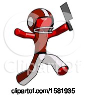 Poster, Art Print Of Red Football Player Man Psycho Running With Meat Cleaver