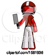 Red Football Player Man Holding Meat Cleaver