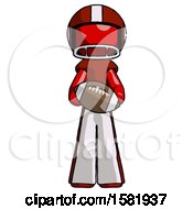 Poster, Art Print Of Red Football Player Man Giving Football To You