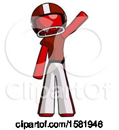 Poster, Art Print Of Red Football Player Man Waving Emphatically With Left Arm