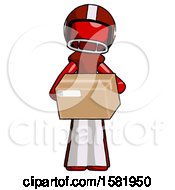 Poster, Art Print Of Red Football Player Man Holding Box Sent Or Arriving In Mail