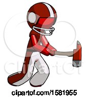 Poster, Art Print Of Red Football Player Man With Ax Hitting Striking Or Chopping