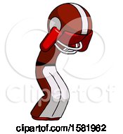 Red Football Player Man With Headache Or Covering Ears Turned To His Right
