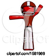 Poster, Art Print Of Red Football Player Man Directing Traffic Left