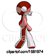 Poster, Art Print Of Red Football Player Man Walking Right Side View