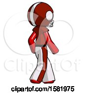 Poster, Art Print Of Red Football Player Man Walking Away Direction Right View