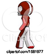 Poster, Art Print Of Red Football Player Man Walking Away Direction Left View