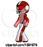 Poster, Art Print Of Red Football Player Man Man Walking Turned Left Front View