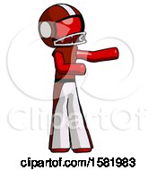 Poster, Art Print Of Red Football Player Man Presenting Something To His Left