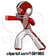 Poster, Art Print Of Red Football Player Man Martial Arts Punch Left