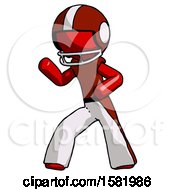 Red Football Player Man Martial Arts Defense Pose Left