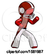 Red Football Player Man Martial Arts Defense Pose Right