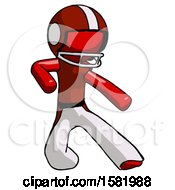 Poster, Art Print Of Red Football Player Man Karate Defense Pose Right