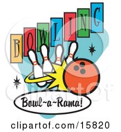 Bowling Ball Hitting Bowling Pins Clipart Illustration by Andy Nortnik #COLLC15820-0031
