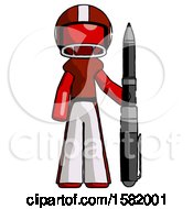 Poster, Art Print Of Red Football Player Man Holding Large Pen