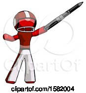 Poster, Art Print Of Red Football Player Man Demonstrating That Indeed The Pen Is Mightier