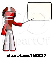 Poster, Art Print Of Red Football Player Man Giving Presentation In Front Of Dry-Erase Board