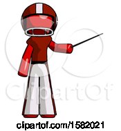 Poster, Art Print Of Red Football Player Man Teacher Or Conductor With Stick Or Baton Directing