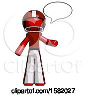 Poster, Art Print Of Red Football Player Man With Word Bubble Talking Chat Icon