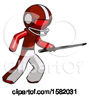 Poster, Art Print Of Red Football Player Man Stabbing With Ninja Sword Katana