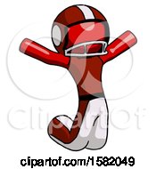Red Football Player Man Jumping Or Kneeling With Gladness