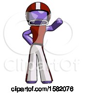 Poster, Art Print Of Purple Football Player Man Waving Left Arm With Hand On Hip