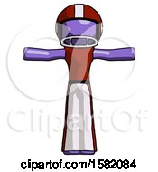 Purple Football Player Man T Pose Arms Up Standing