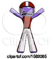 Poster, Art Print Of Purple Football Player Man Surprise Pose Arms And Legs Out