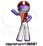 Poster, Art Print Of Purple Football Player Man Waving Right Arm With Hand On Hip