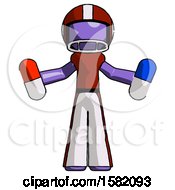 Poster, Art Print Of Purple Football Player Man Holding A Red Pill And Blue Pill